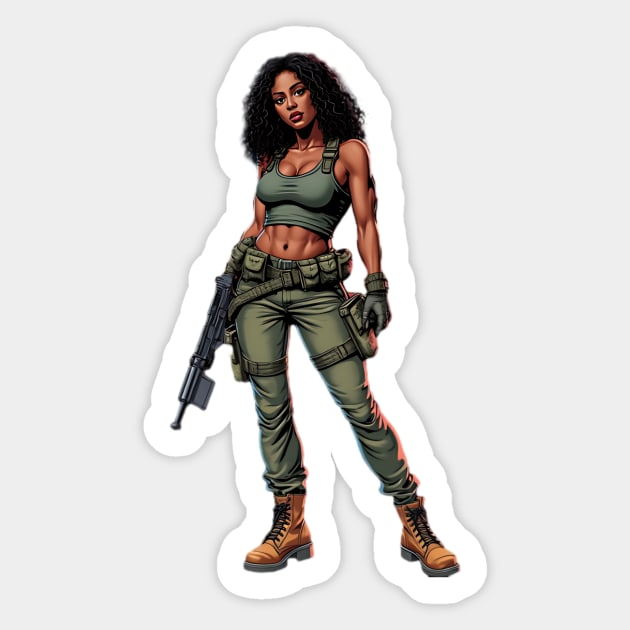 Black Female Soldier Sticker by animegirlnft